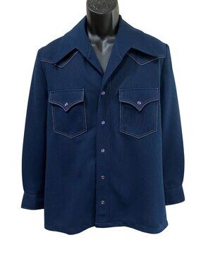 Vintage H Bar C Ranchwear Western Shirt | Snap Button | Navy | Men’s